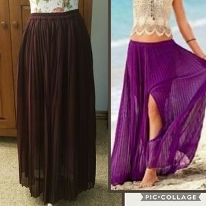 Victoria's Secret skirt, maroon pleated maxi, EUC